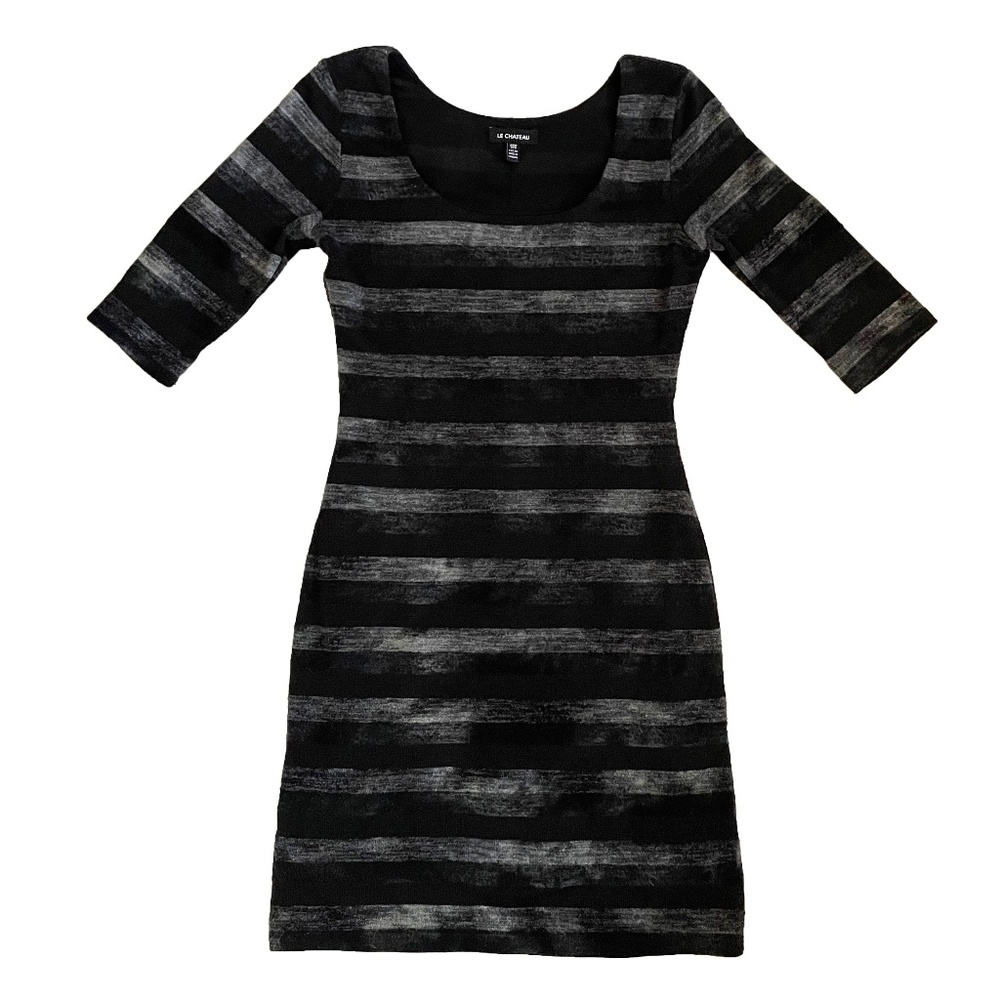 GUC Le Chateau Striped Sweater Dress in Black & Grey Size XXS